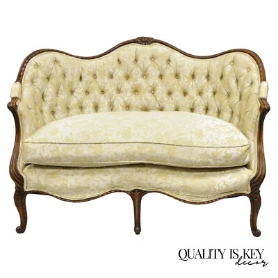 Sofá sofá serpentino antiguo francés estilo Luis XV tallado en nogal Foto 1 de 4