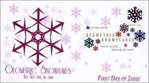 2015, Geometric Snowflakes, Purple, FDC, Digital Color Postmark, 15-287 - Picture 1 of 1