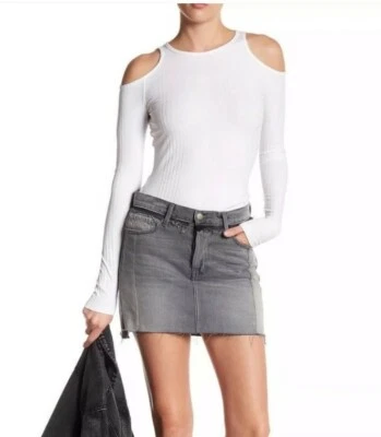 Minifalda vaquera gris montura de mezclilla nueva Le Mix talla 25 envejecida Foto 1 de 4