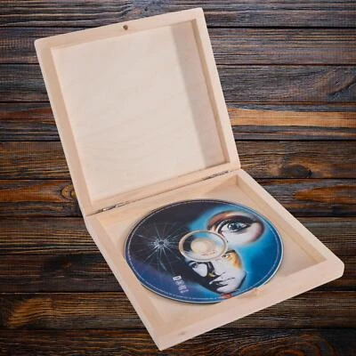 Wooden Box 10 CDs Discs Gift Case Storage Holder Craft Wood Engraving Art DIY - Image 1 of 4