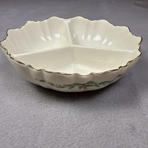 Lenox Divided Serving Bowl with gold trim 8" - Picture 1 of 7