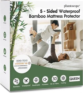 5-Sided 100% Waterproof Mattress Protector 3D Air Soft Bamboo Fitted Deep Cover - Picture 1 of 7