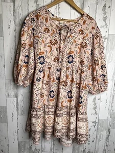 BOG Collective Mini Bohemian Kleid rosa Blumen Rüschen 3/4 Arm Gr. L Neu mit Etikett - Bild 1 von 11