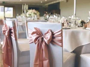 CHAIR COVER BOW SASH TABLE RUNNERS WEDDING SPECIAL EVENT DÉCOR SATIN MATERIAL - Picture 1 of 102