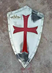 24'' Medieval Templar Red Cross Crusader Shield Battle Knight Heater Shield - Picture 1 of 5