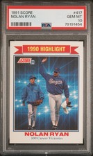 1991 SCORE #417 NOLAN RYAN RANGERS HOF PSA 10 B3727399-454