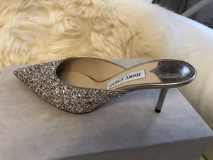 JIMMY CHOO DAMEN PANTOLETTEN GLITTER / LEDER GR 40,5 ( 39-39,5) fallen klein aus - Bild 1 von 9