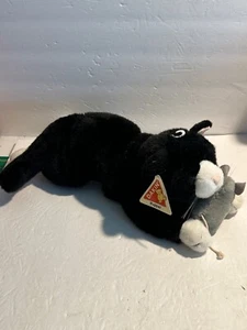 Dakin schwarz/weiß Plüschpuppe Kätzchen Katze mit Maus Stofftier mit Etikett lesen - Bild 1 von 15