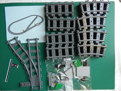 Lego Plastic Train Tracks Left Switching track Level Crossing 53400 53401 53407 - Image 1 of 4