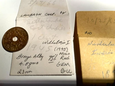 (3) = 1908 Netherlands East Indies 1/10 Gulden + 1945 Cent Gem BU + 1897 Cent XF - Image 1 of 4