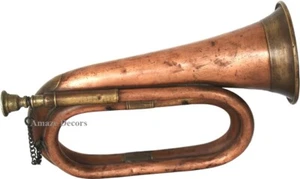 Civil War Era Solid Antique Brass Copper Bugle US Military Cavalry Horn - Picture 1 of 8