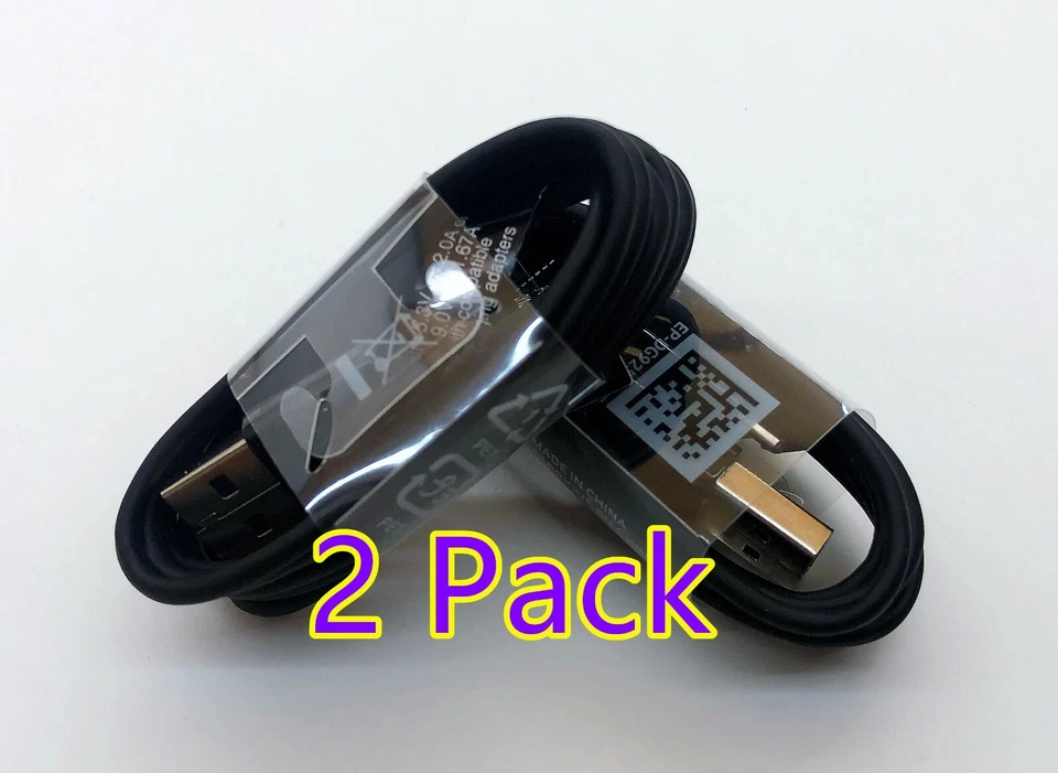 2 Pcs Micro USB/Type-C Fast Charging Cable For  Samsung LG Phone Android BK - Image 1 of 1