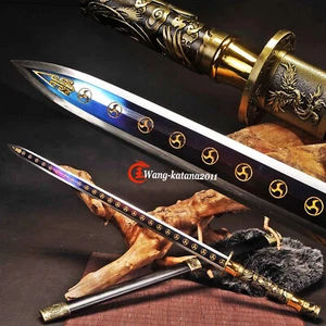 Chinese Phoenix Red/Blue High Carbon Steel Han Jian Double Edged Straight Sword - Picture 1 of 10