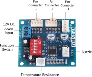 DC12V PWM PC CPU Fan Temperature Control Speed Controller Board Probe Buzzle - Picture 1 of 5