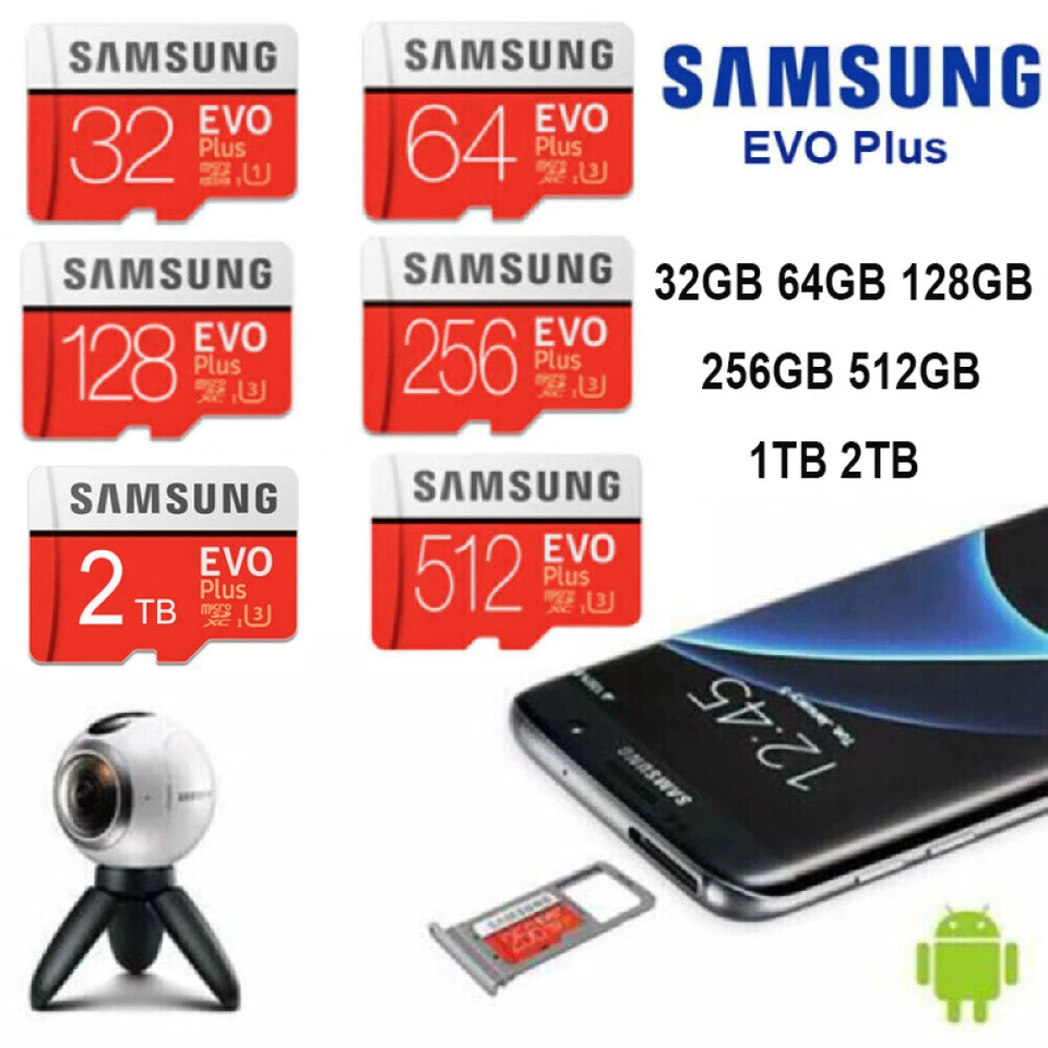 For Samsung EVO Plus 32GB 2TB Micro SD Karte Micro SDXC Speicherkarte Class10 - Bild 1 von 4