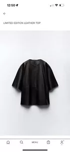 BNWT ZARA Limited Edition Black Oversized Leather T-Shirt Size M - Picture 1 of 12
