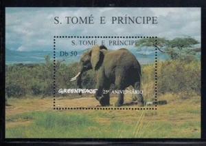 SÃO TOMÉ & PRINCIPE 25th Anniversary of Greenpeace MNH souvenir sheet - Picture 1 of 1
