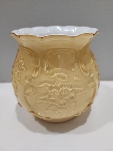 Fenton HONEY OVERLAY Wild Rose & Bow Knots Vase ~ GORGEOUS!  - Picture 1 of 7