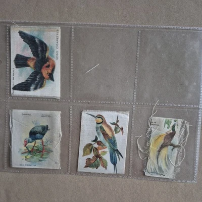 4 Cigarette Silk Cards  ~ Birds ~ Rare Nebo Cigarettes / BDV ~ Silks - Image 1 of 4
