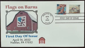 AFDCS 5685 Flags on Barn White Barn in Winter 4 Bar Cancel  - Picture 1 of 1
