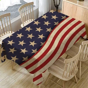 Flag Style Tablecloth American or Runner Ornament for Party Printed - Picture 1 of 12