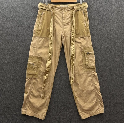 Calça utilitária Abercrombie & Fitch feminina carga média veludo com cinto cáqui Y2K - Imagem 1 de 4