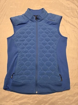 Brooks Womens Large Quilted Stretch Running Vest Blue Pocket Shelter Technology - Image 1 of 4
