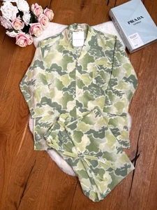 Olivia Von Halle Casablanca Luna Conjunto de pijama de seda estampado verde nublado PJ talla XL - Imagen 1 de 9