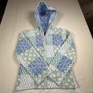 Quilted Jacket Floral Patchwork Hooded Button Up Coat Bohemian Hippie Women's - Picture 1 of 21