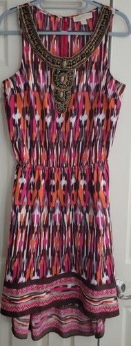 Abito smanicato Michael Kors 10 scollo a scoop gioiello alto basso estivo BOHO