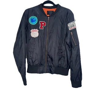 Iris Los Angeles Large Damen Bomberjacke dunkelblau orange mit Patches Y2K - Bild 1 von 10
