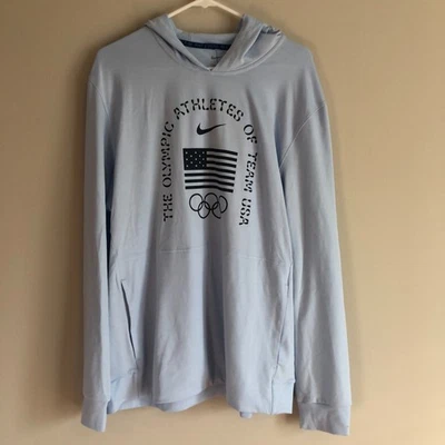 Nike FN0980-477 Hombres Grande Dri-Fit Equipo EE. UU. Yoga Olímpico Restaurar Sudadera con Capucha Azul Foto 1 de 4