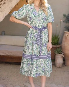 Voy Floral Print Midi Dress Green - Picture 1 of 7