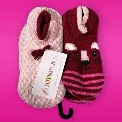 2 pares de calcetines deportivos Joyspun difusos Sherpa forrados de lana suela de agarre tejida Foto 1 de 4