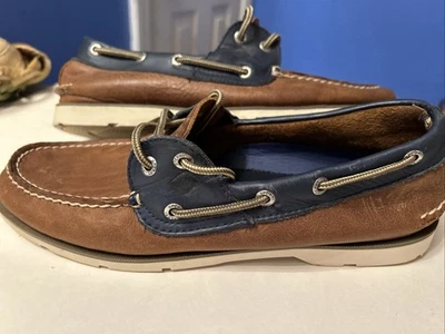 Men’s Sperry Top Sider Nautical Casual Boat Shoes Size 9.5 Brown/Navy Nice! - Image 1 of 4