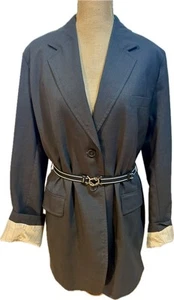 PRADA ELEGANT CHARCOAL GRAY STYLISH JACKET WITH UNIQUE DETAILS, SOPHISTICATES,M - Picture 1 of 18