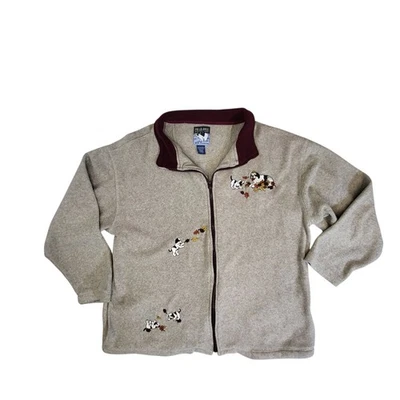 Big Dogs Polar Dogs Gray St Bernard Autumn Fall Leaves Full Zip Sweatshirt Sz L - Image 1 of 4