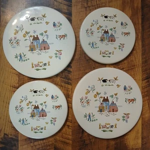 Vtg MCM Metal Enamel Stove Burner Cover (Set Of 4) 60’s-70’s Hesrtland 8" & 10" - Picture 1 of 8