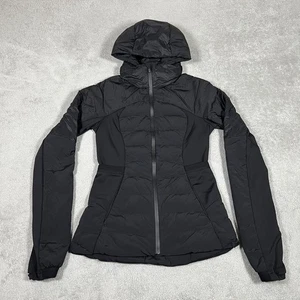 Chaqueta Lululemon para mujer 4 plumón negro para todo 700 relleno plumón de ganso con capucha cremallera - Imagen 1 de 14