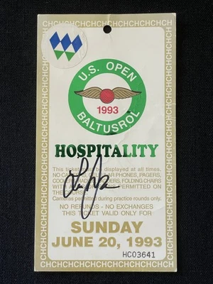 Boleto de domingo abierto de Estados Unidos 1993 firmado por Lee Janzen certificado de autenticidad JSA Baltusrol Foto 1 de 2