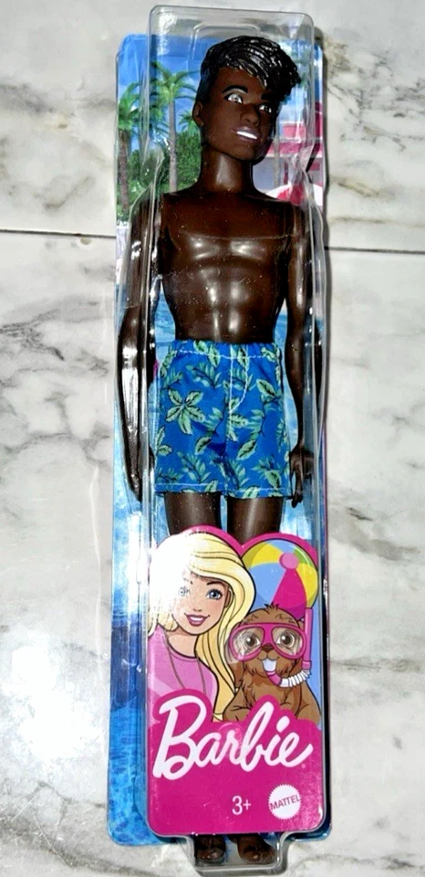 Barbie Afroamericana Ken Beach Muñeca Vestida de Azul Tropical Natación NUEVA Foto 1 de 1