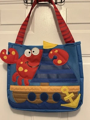 Bolsa de piscina de playa acolchada Stephen Joseph. Tema de velero cangrejo. Poliéster CVC 12x12 Foto 1 de 4