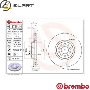2x BRAKE DISC 09.9755.11 FOR VOLVO XC90/VAN S60 D5244T5/5244T18/5244T6 2.4L 5cyl - Picture 1 of 7
