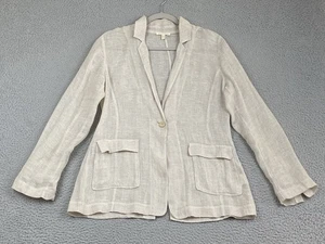 Eileen Fisher Linen Long Blazer Size Small Undyed Italian Linen Coastal Chic EXC - Picture 1 of 21