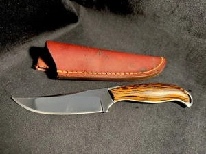 EARLY Tim Britton Fixed Blade Knife. Hand signed Beautiful Knife Leopard Wood - Picture 1 of 10