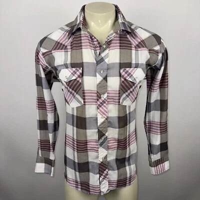 Camisa De Colección Años 70 80 Perla A Presión Héroe Americano Occidental Vaquero Rodeo Cuadros Para Hombres Grande Foto 1 de 4