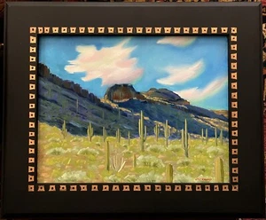 Original Impressionist Landscape Oil Painting Signed Framed - Saguaro Cactus - Picture 1 of 9