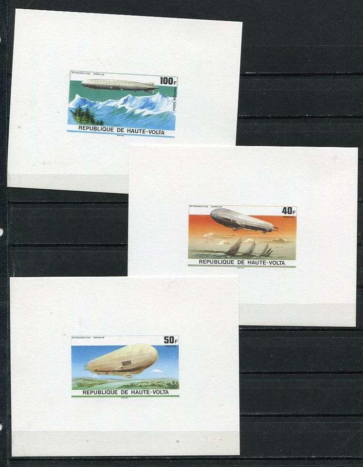 5 ДЕЛЮКС HAUTE ВЕРХНИЙ VOLTA BURKINA FASO ДОКАЗАТЕЛЬСТВО IMPERF ZEPPELIN MNH - Изображение 1 из 2