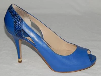 Zapatos de salón MARC FISHER LTD para mujer "Bross" de cuero azul punta abierta plataforma talla 9,5 M Foto 1 de 4