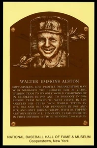 Walter Alston Gold Hall of Fame Plaque Postcard - Picture 1 of 2